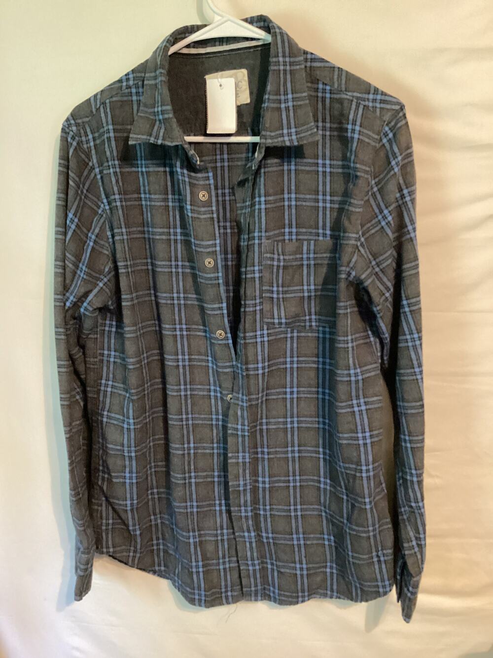 2601NWOT Rustic Blue Mens Long Sleeve Flannel Shirt Blue/Black Plaid Size Medium